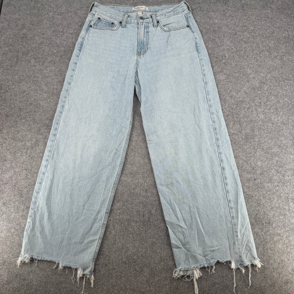Y2K Abercrombie & Fitch Jeans Womens 25 Short Curve Love Ultra Loose Light Blue